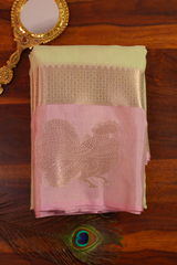 Pista Green Manipuri Kota Saree – Peacock Motif
