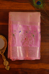 Pink Manipuri Kota Saree – Birds & Flowers