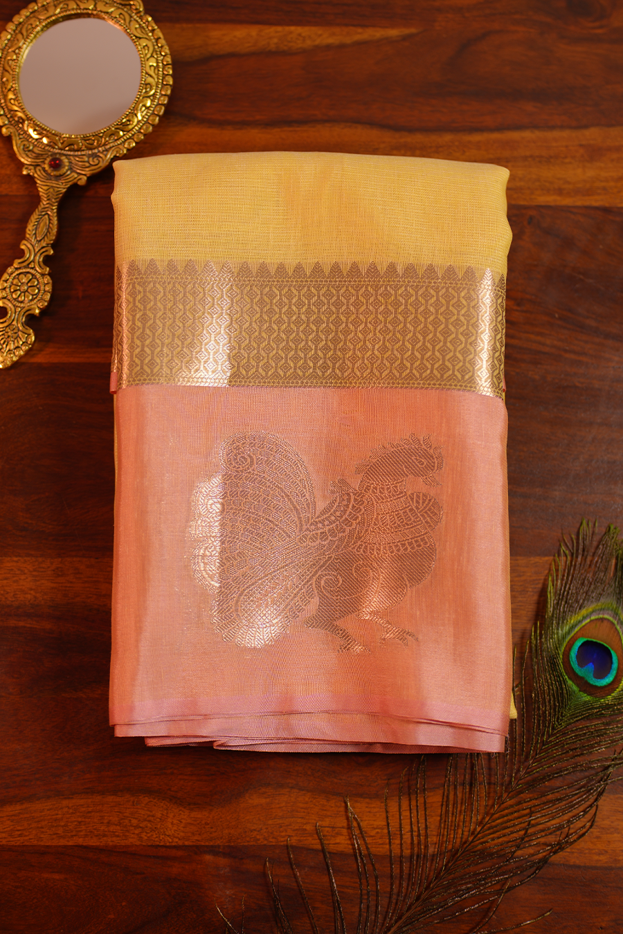 Yellow Manipuri Kota Saree – Peacock Motif — Manipuri Kota