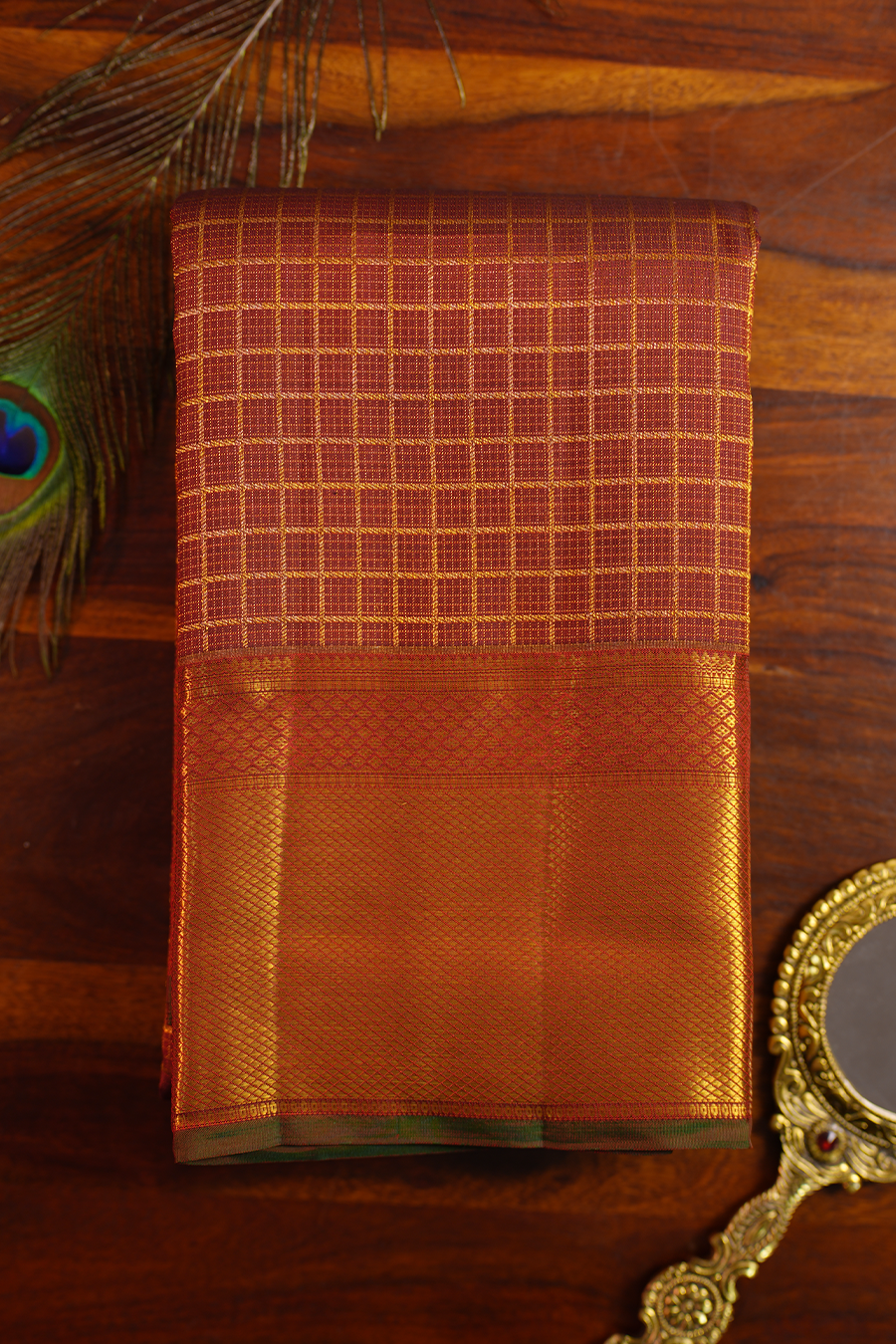 Coffee Brown Pure Kanjivaram Silk Saree — Pure Kanjivaram Silk, Silk Mark certified