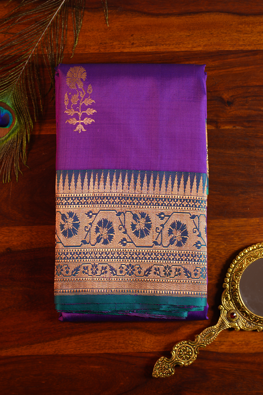 Royal Purple Pure Katan Silk Banarasi Saree — Pure Katan Silk, handwoven, Silk Mark certified