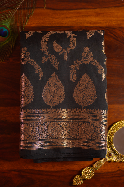 Classic Black Katan Silk Saree — Katan Silk