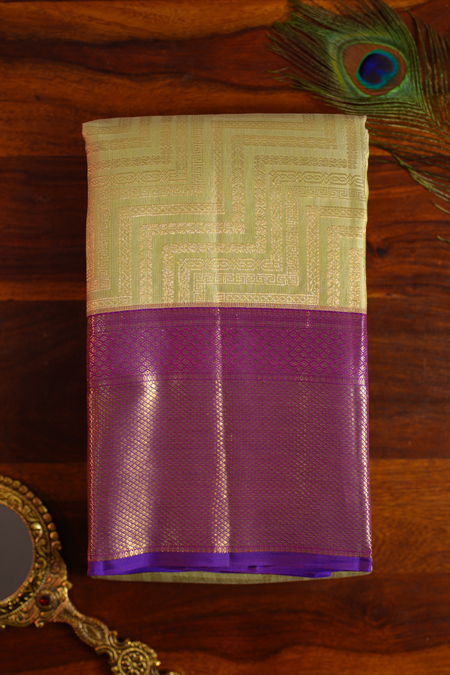 Pastel Mint Pure Kanjivaram Silk Saree — Pure Silk, Silk Mark certified