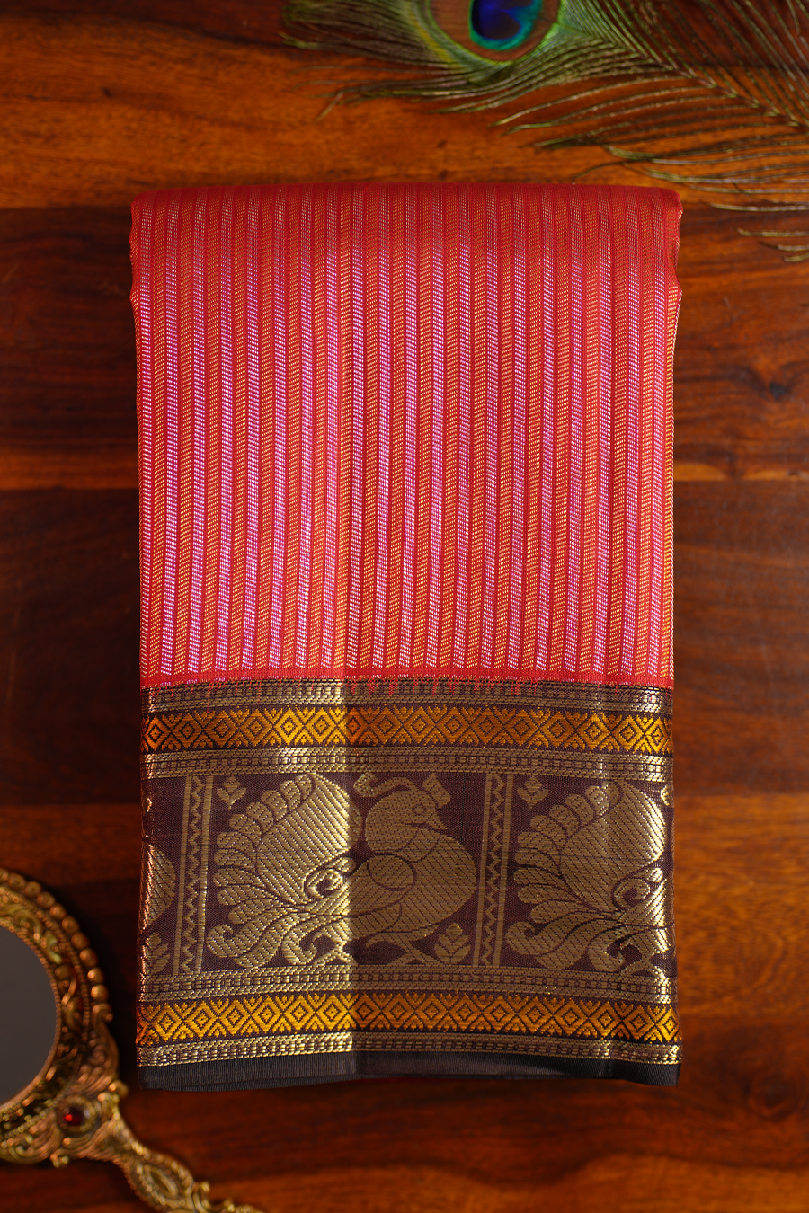 Crimson Red Pure Kanjivaram Silk Saree