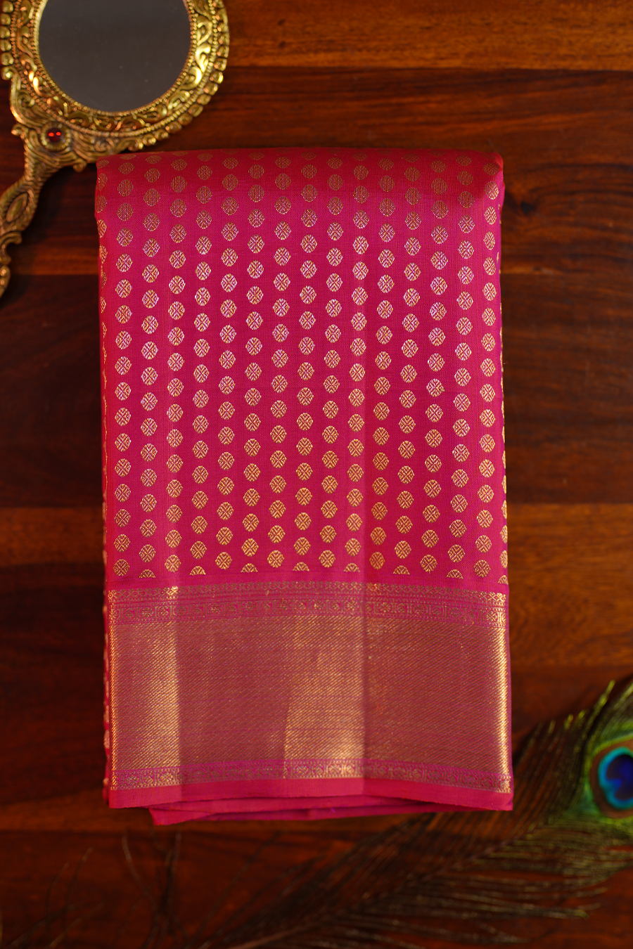 Rani Pink Pure Kanjivaram Silk Saree — Pure Silk, Silk Mark certified