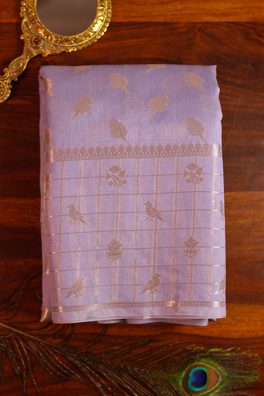 Lavender Tussar Silk Saree — Tussar Silk