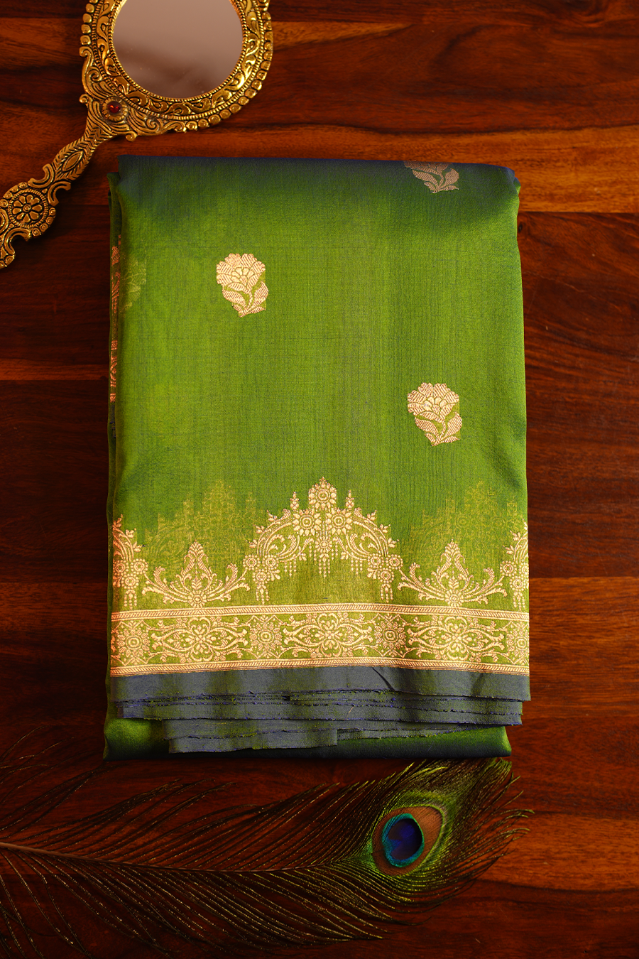 Peacock Dual-Shade Pure Organza Silk Saree — Pure Organza Silk, handwoven, Silk Mark certified