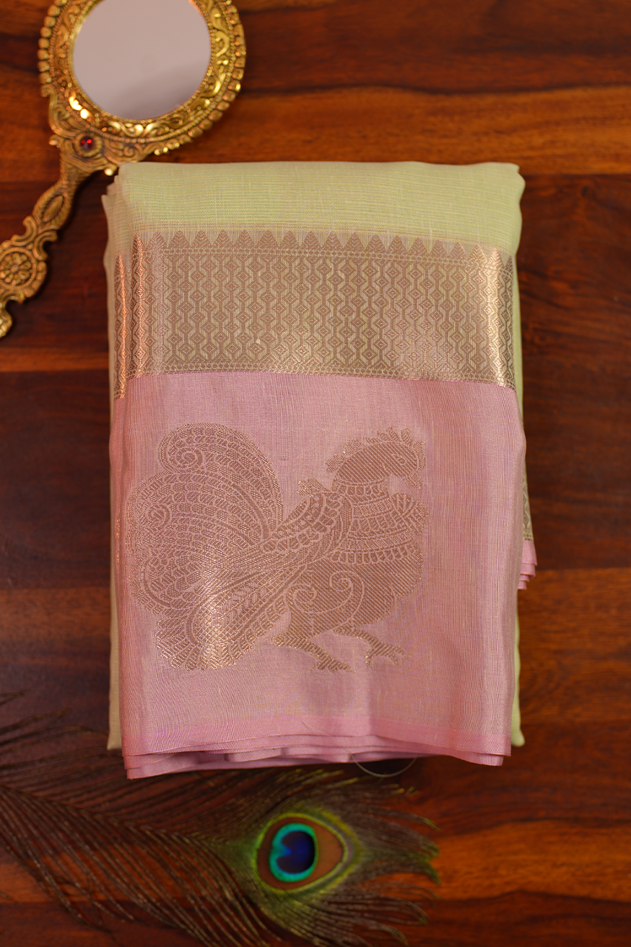 Pista Green Manipuri Kota Saree – Peacock Motif — Manipuri Kota