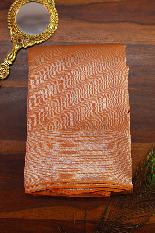 Champagne Gold Tissue Tussar Silk Saree — Tissue Tussar Silk