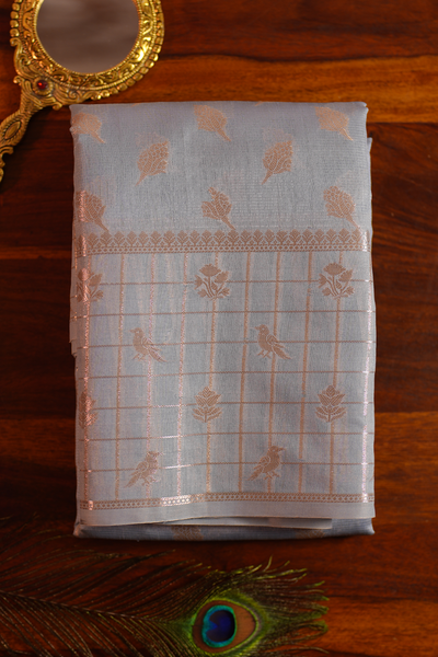 Sky Blue Tussar Silk Saree