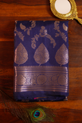 Deep Blue Katan Silk Banarasi Saree — Katan Silk