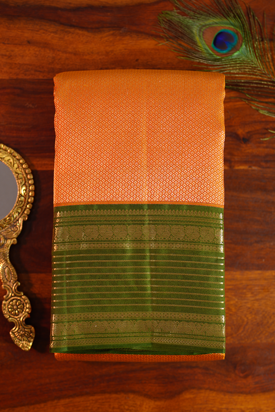 Mustard Gold Pure Kanjivaram Silk Saree — Pure Silk, Silk Mark certified