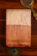 Cream Pure Katan Silk Banarasi Saree — Pure Katan Silk, handwoven, Silk Mark certified