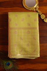Pistachio Green Tussar Silk Saree