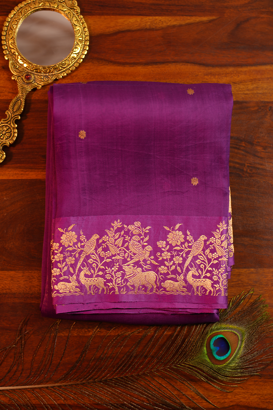 Royal Purple Pure Organza Silk Saree — Pure Organza Silk, handwoven, Silk Mark certified