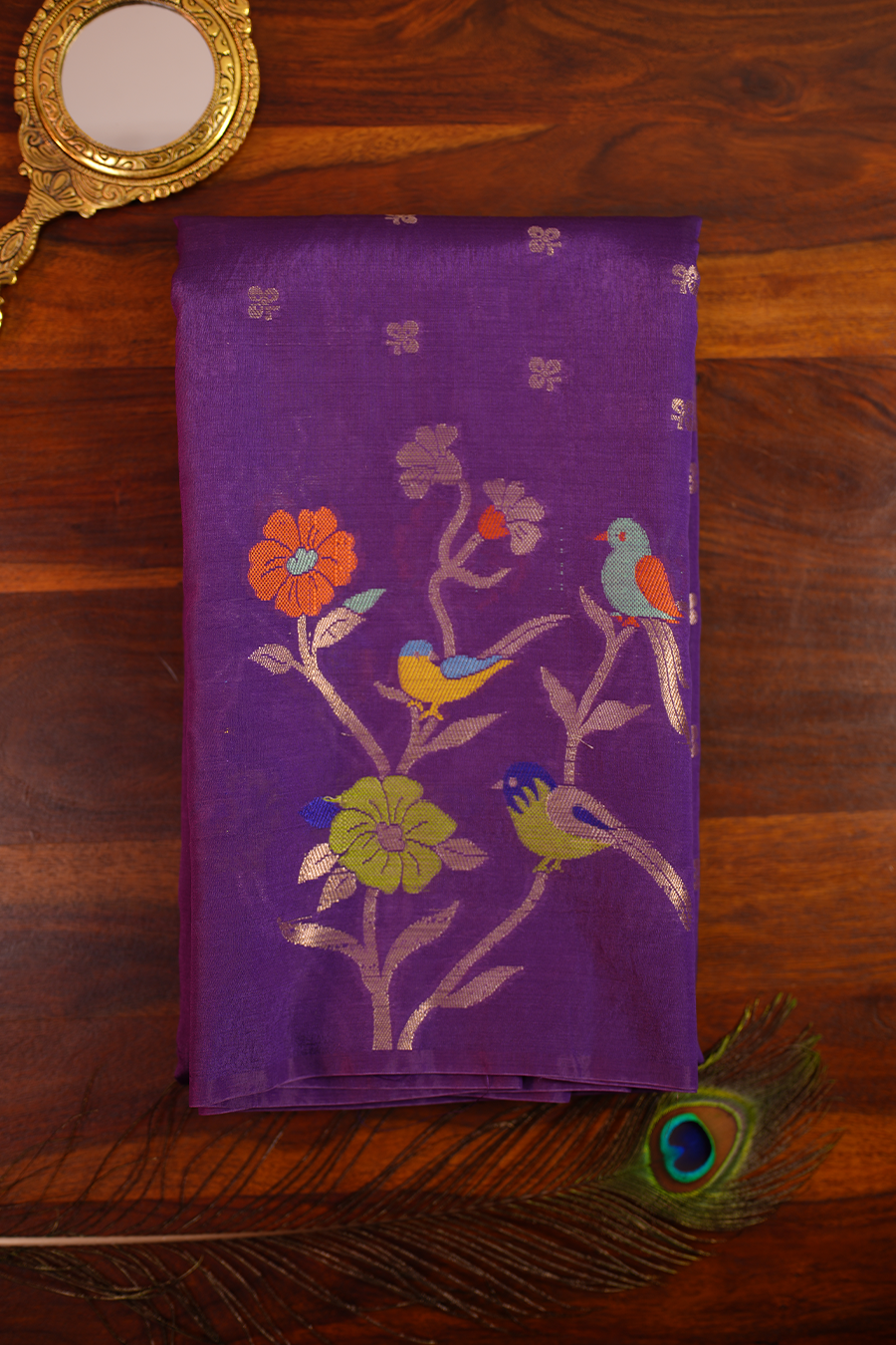 Purple Chanderi Silk Saree — Chanderi Silk