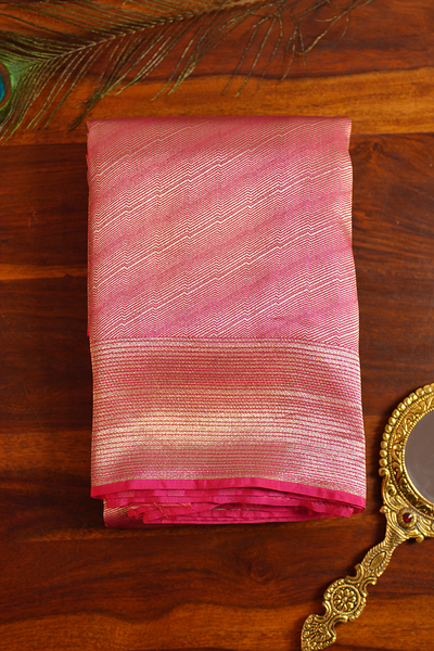 Coral Pink Tissue Tussar Silk Saree