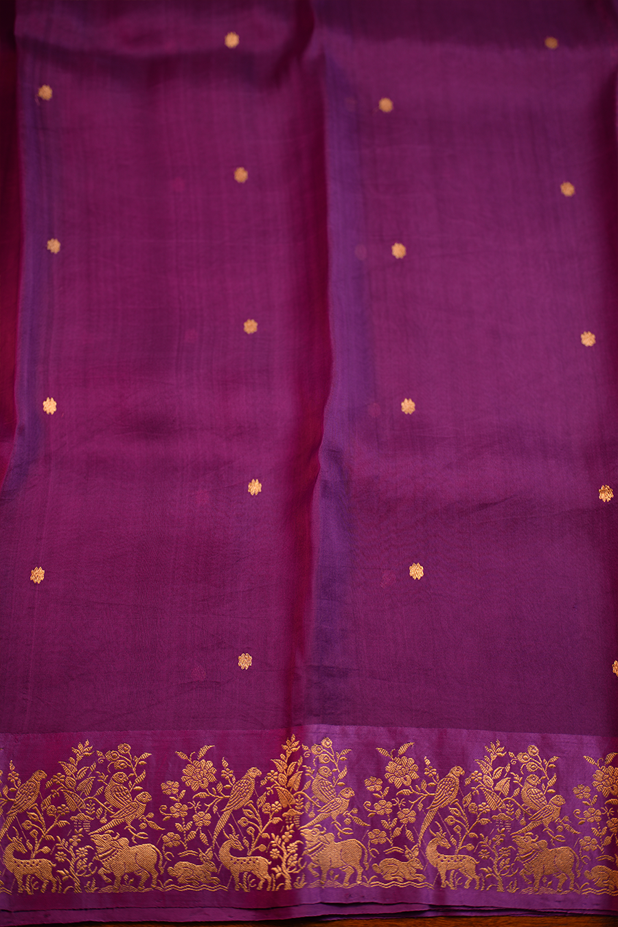 Royal Purple Pure Organza Silk Saree — view 4