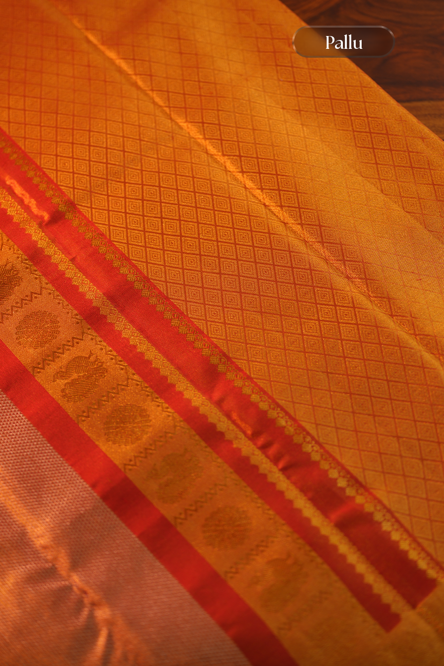Ruby Red Pure Tissue Kanjivaram Silk Saree — view 3