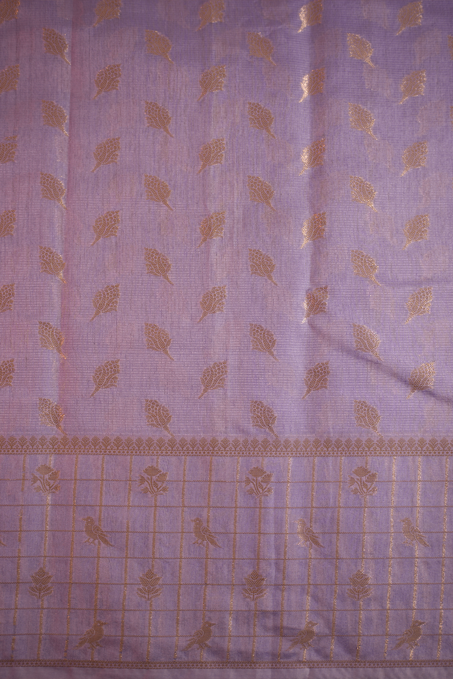 Lavender Tussar Silk Saree — view 2