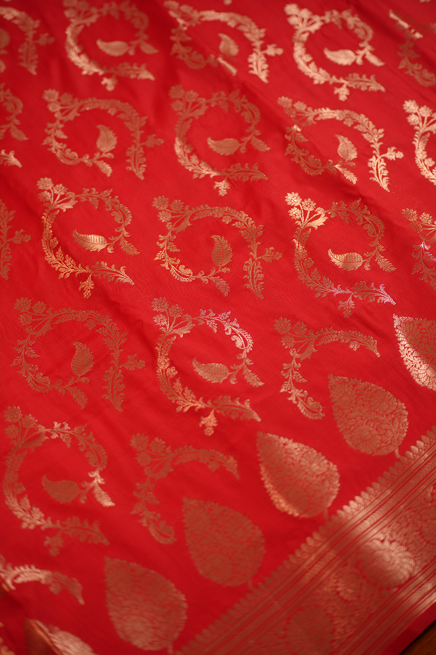 Red Katan Silk Banarasi Saree — view 2