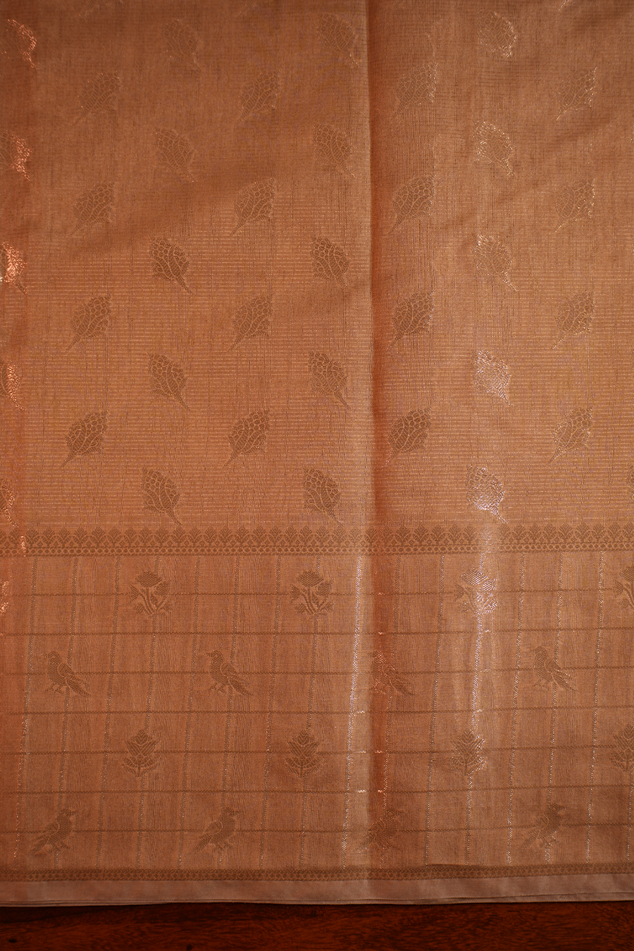 Champagne Beige Tussar Silk Saree — view 2