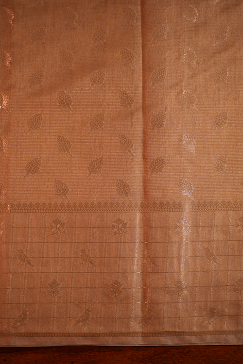Champagne Beige Tussar Silk Saree — view 2