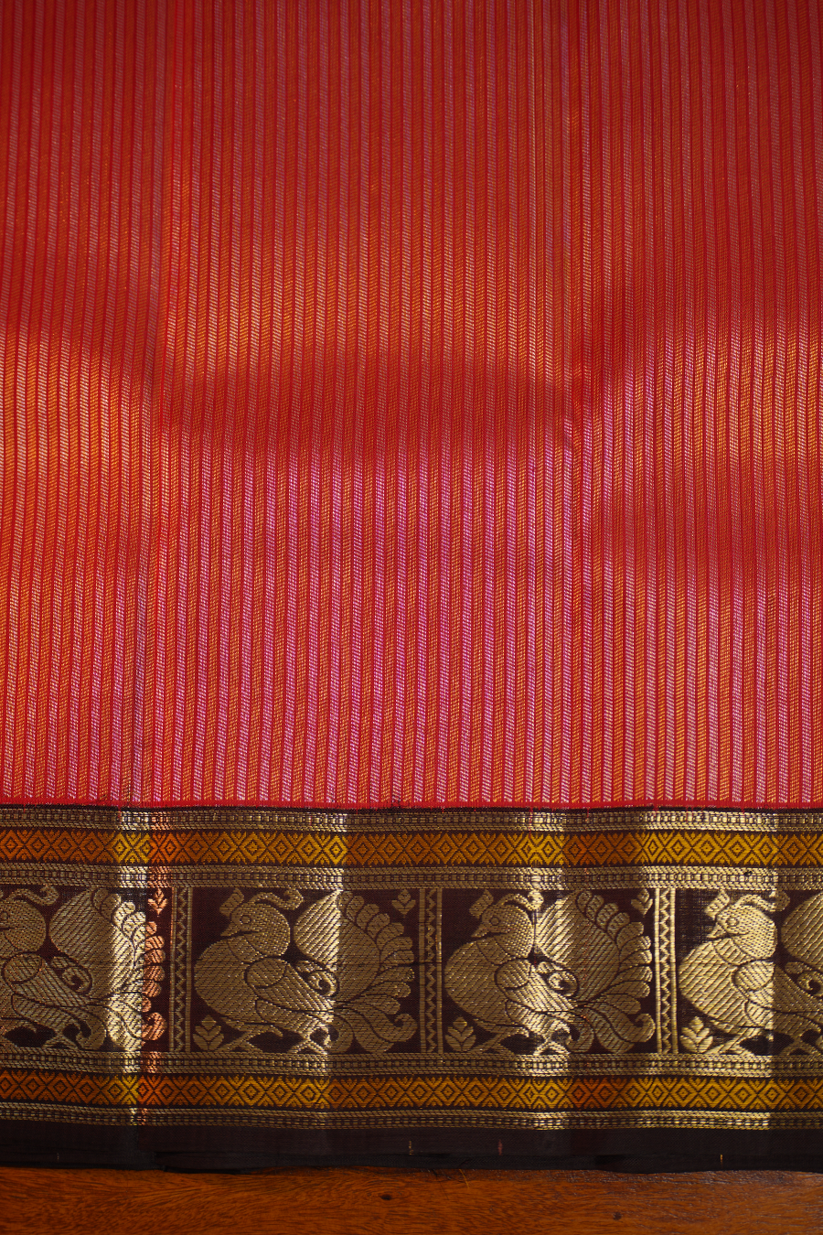 Crimson Red Pure Kanjivaram Silk Saree — view 2