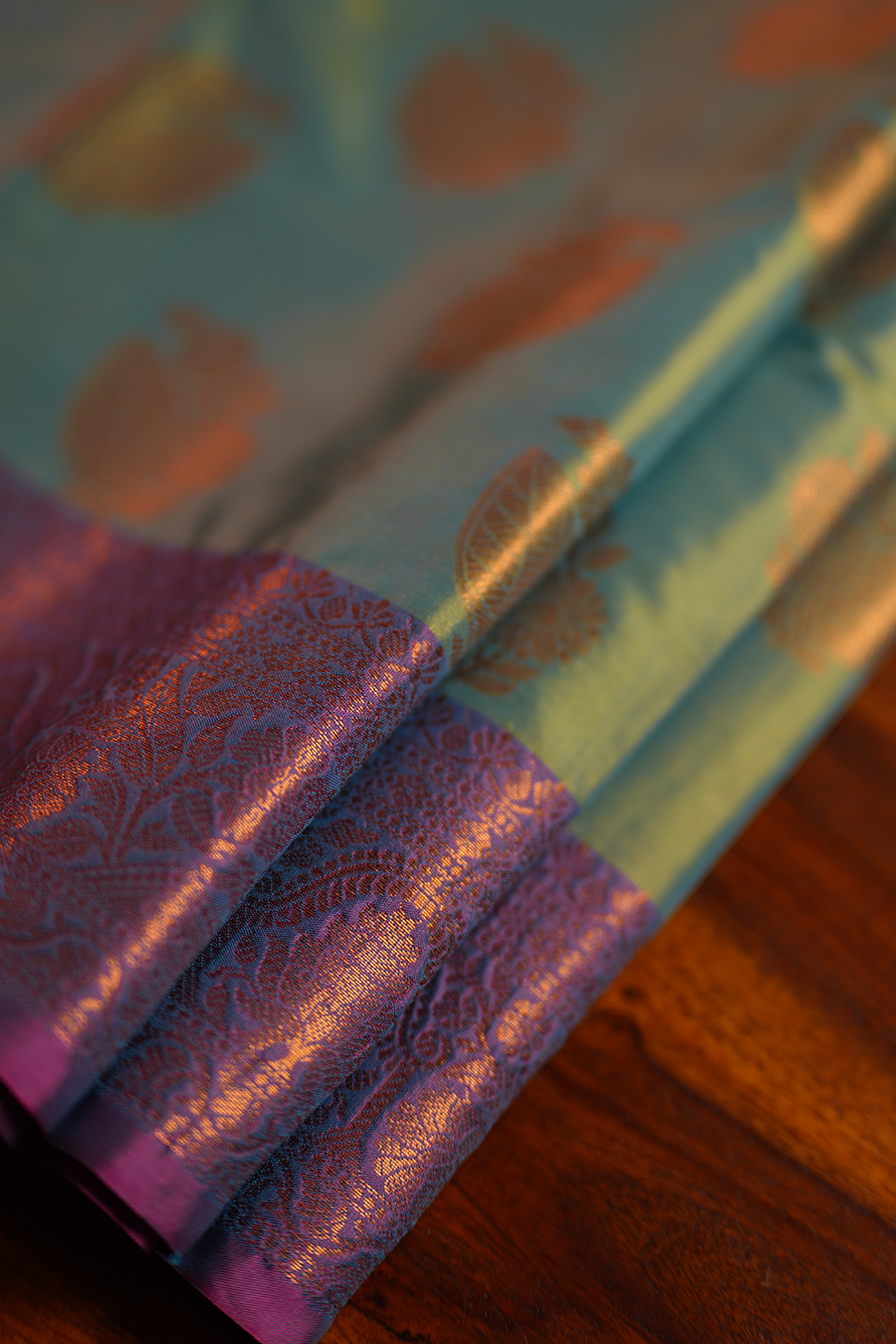 Sea Green Katan Silk Banarasi Saree — view 2