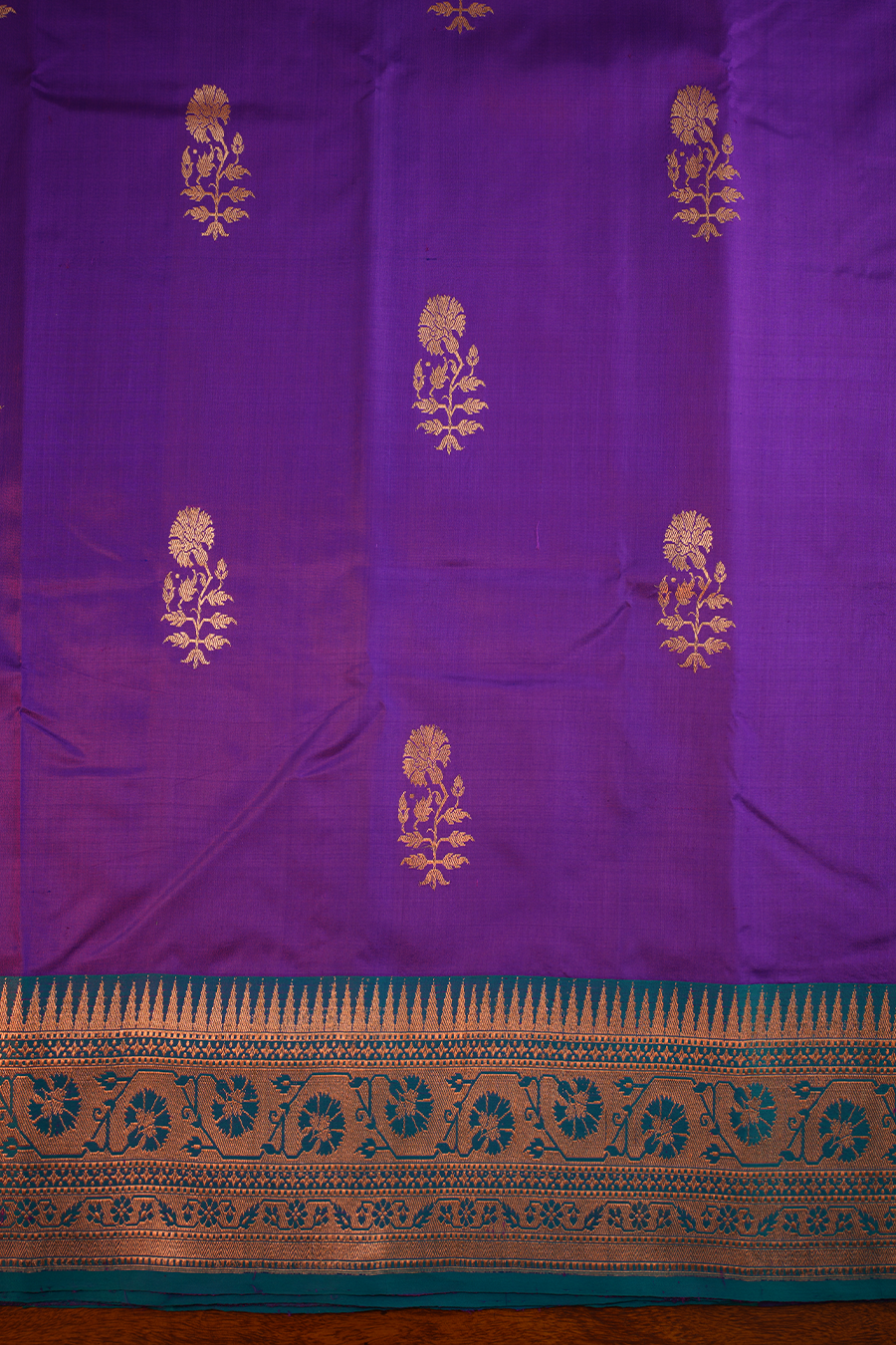 Royal Purple Pure Katan Silk Banarasi Saree — view 2