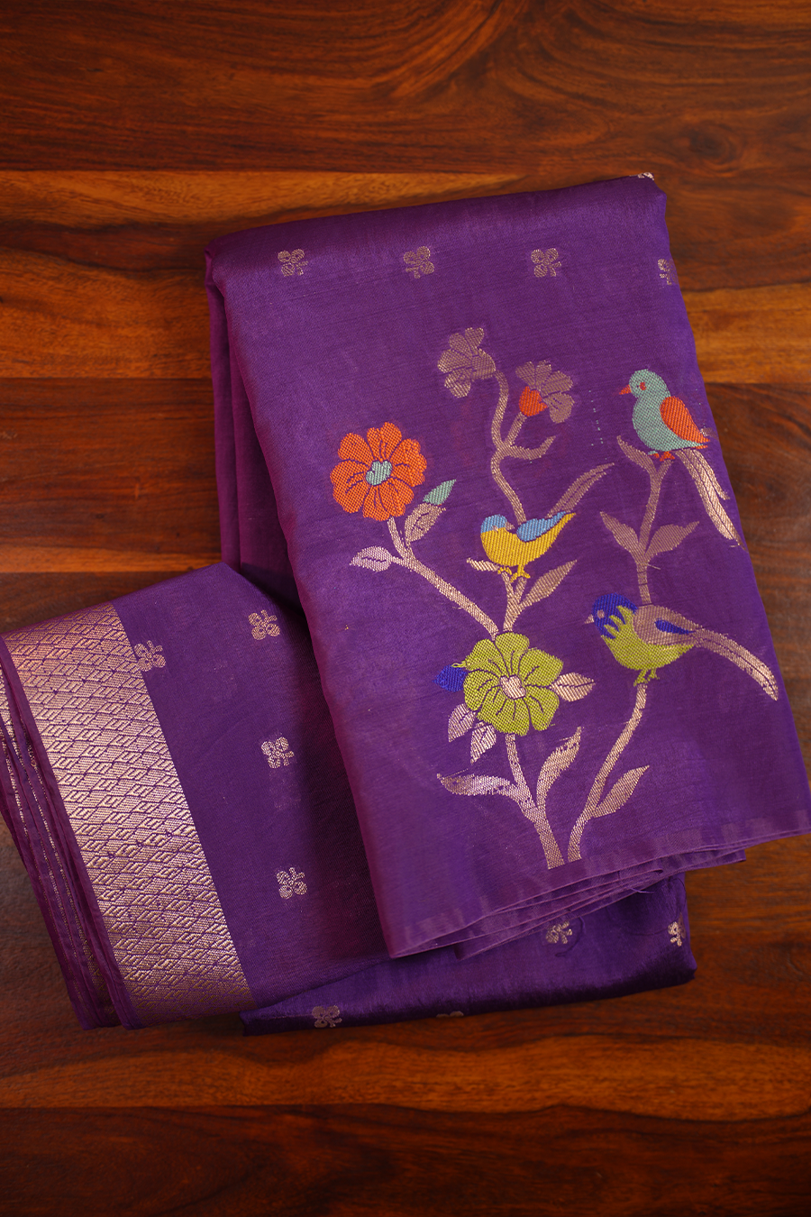 Purple Chanderi Silk Saree — view 2