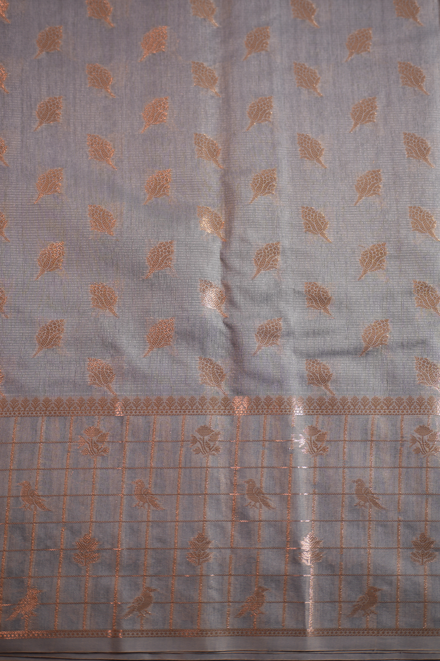 Sky Blue Tussar Silk Saree — view 2
