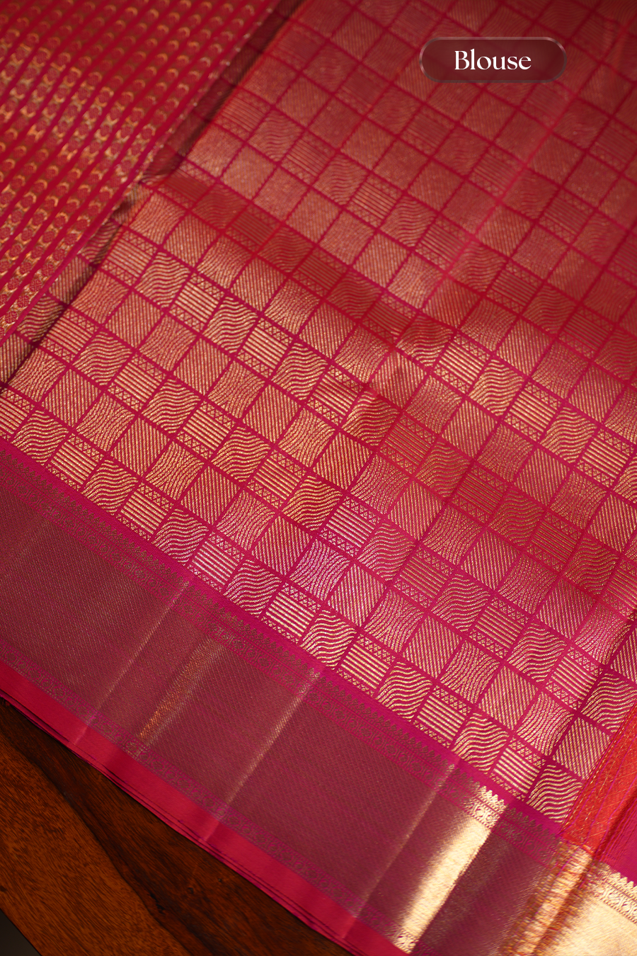Rani Pink Pure Kanjivaram Silk Saree — view 3