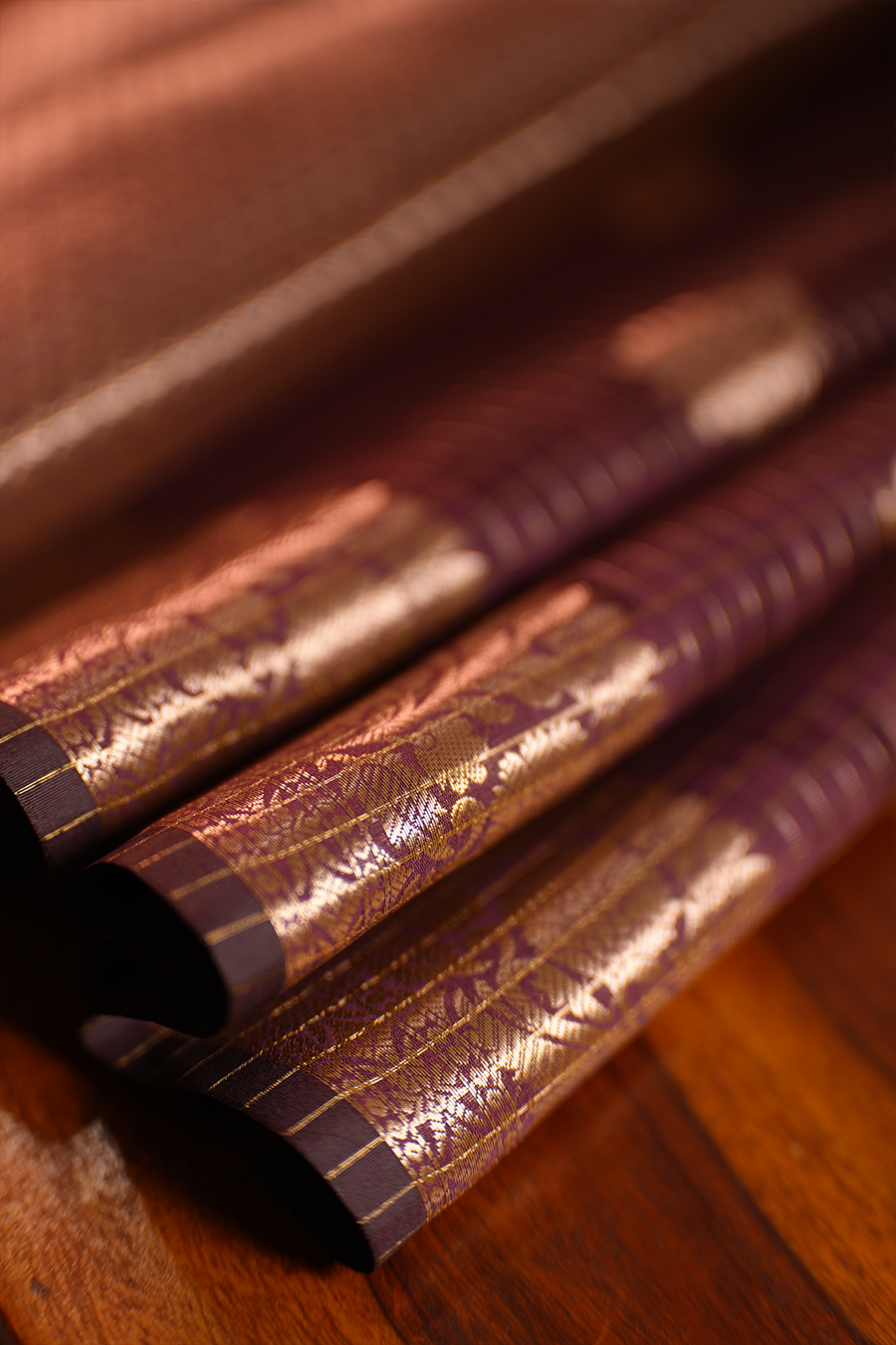 Brown Checks Chiniya Silk Banarasi Saree — view 2