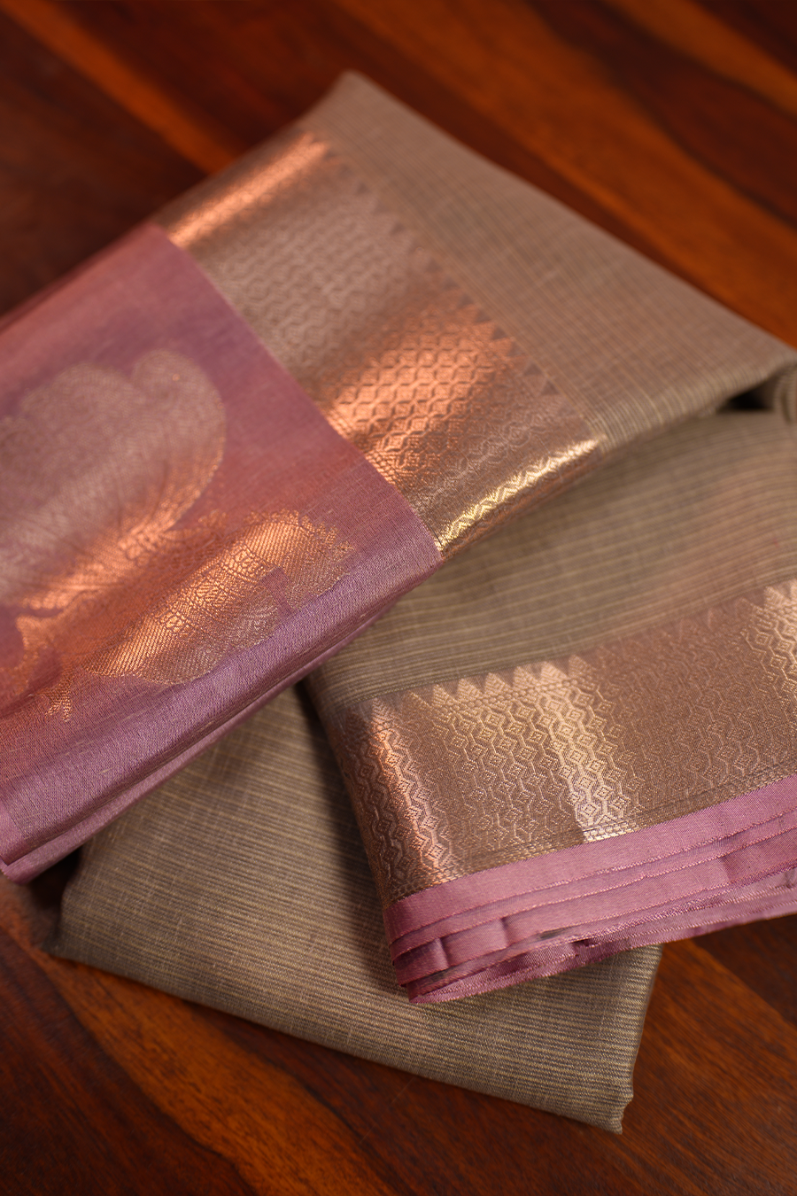 Dark Grey Manipuri Kota Saree – Peacock Motif — view 2
