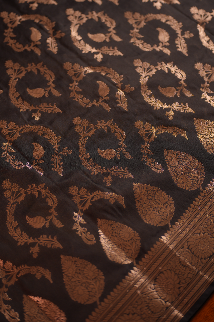 Classic Black Katan Silk Saree — view 2