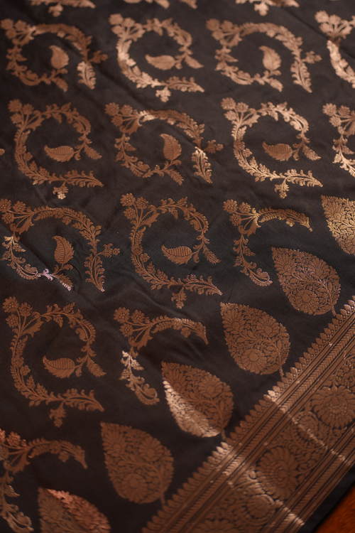 Classic Black Katan Silk Saree — view 2