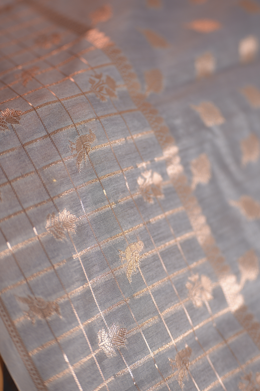 Sky Blue Tussar Silk Saree — view 3
