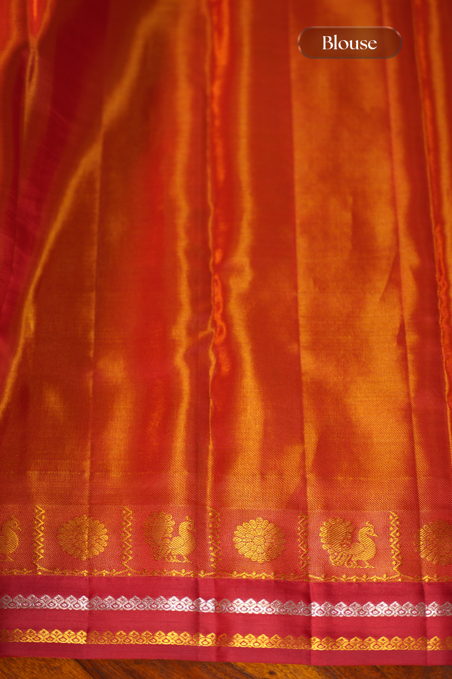 Ruby Red Pure Tissue Kanjivaram Silk Saree — view 4