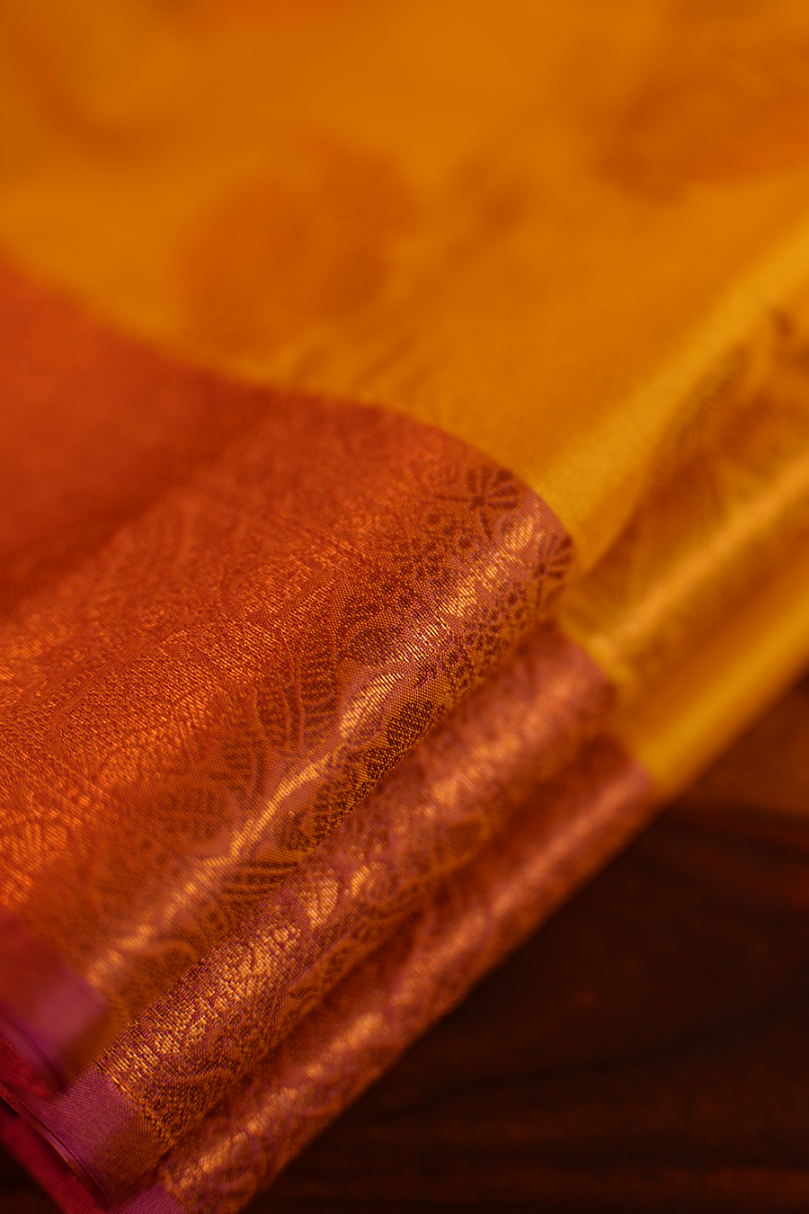 Mustard Yellow Katan Silk Banarasi Saree — view 3