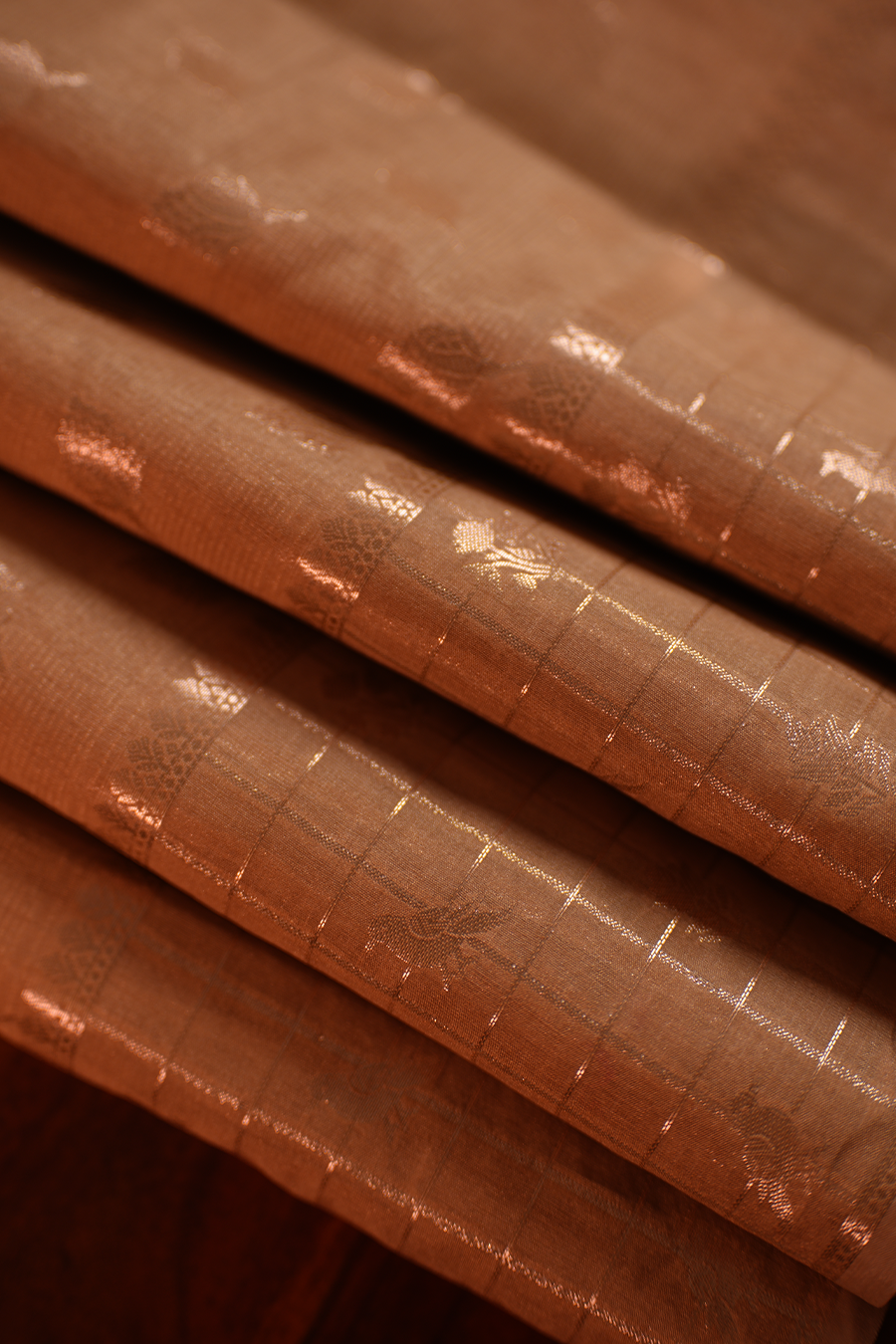Champagne Beige Tussar Silk Saree — view 3