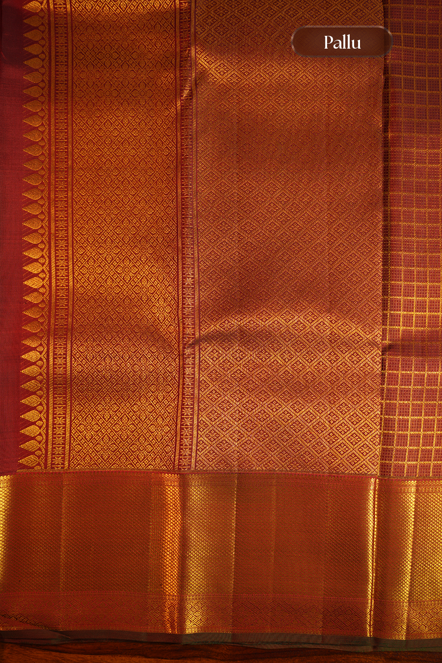 Coffee Brown Pure Kanjivaram Silk Saree — view 3