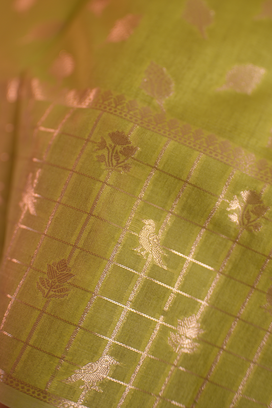 Pistachio Green Tussar Silk Saree — view 3