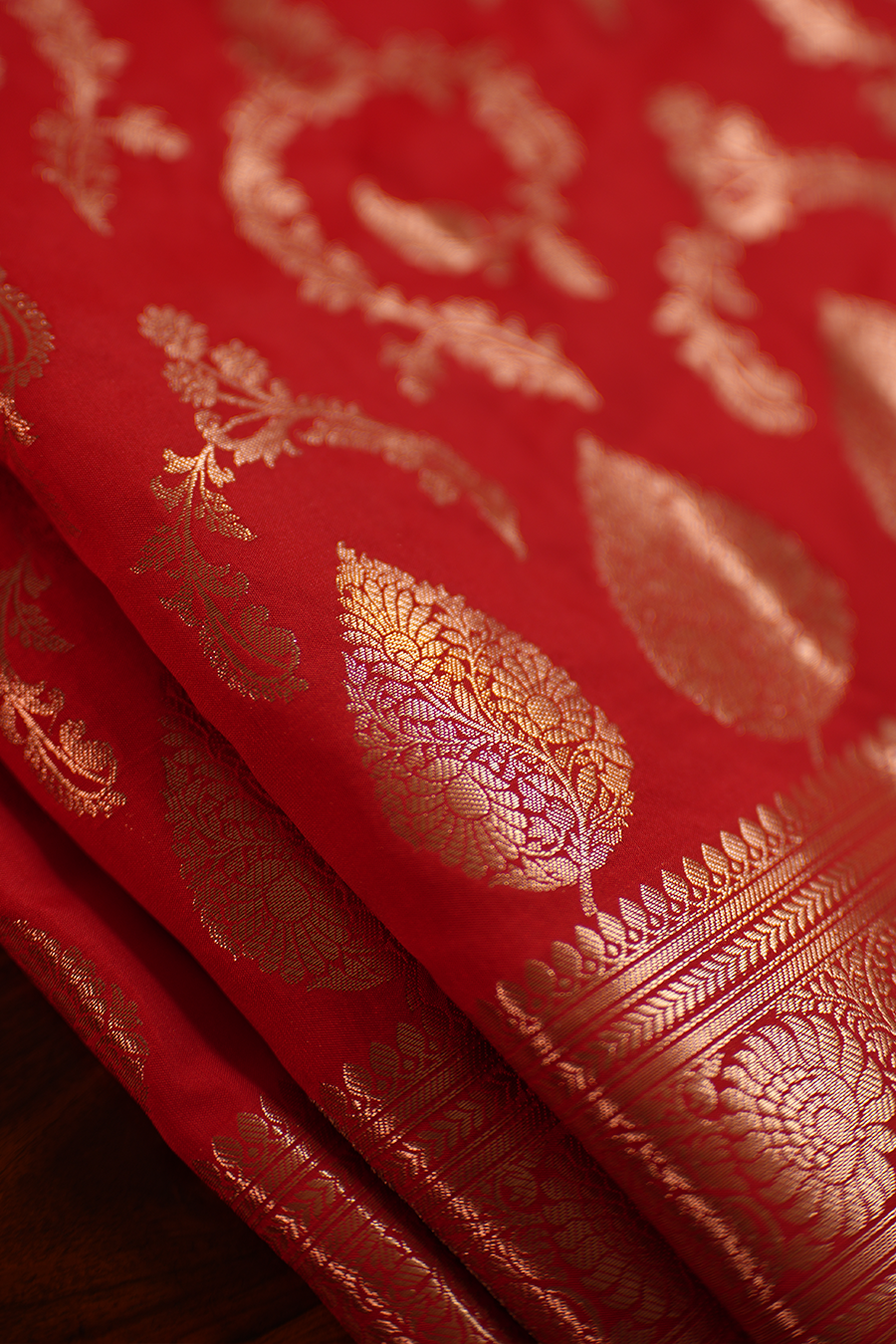 Red Katan Silk Banarasi Saree — view 3