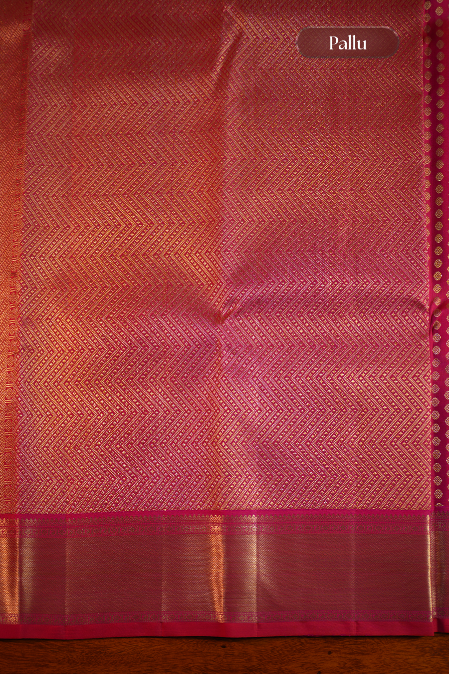 Rani Pink Pure Kanjivaram Silk Saree — view 4
