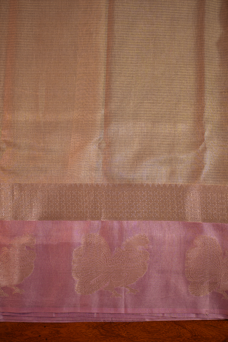 Dark Grey Manipuri Kota Saree – Peacock Motif — view 3