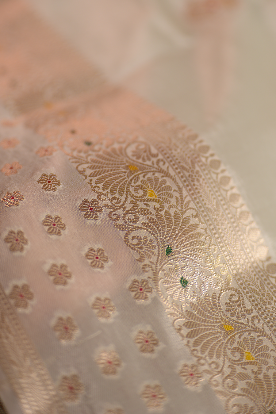 Powder Blue Chiniya Silk Saree — view 3