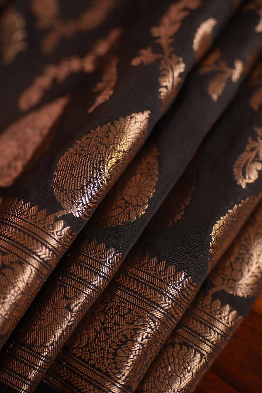 Classic Black Katan Silk Saree — view 3