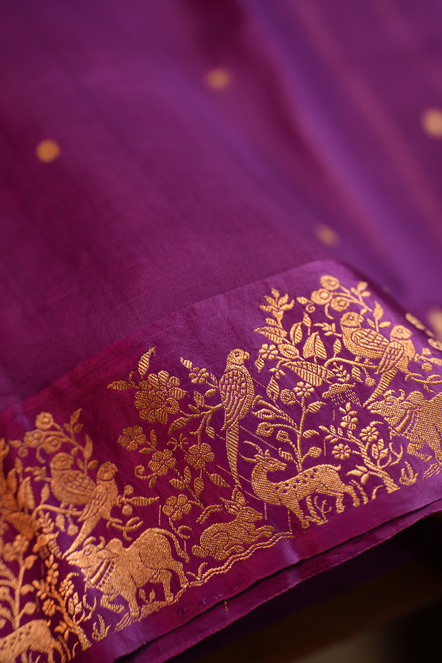 Royal Purple Pure Organza Silk Saree — view 3