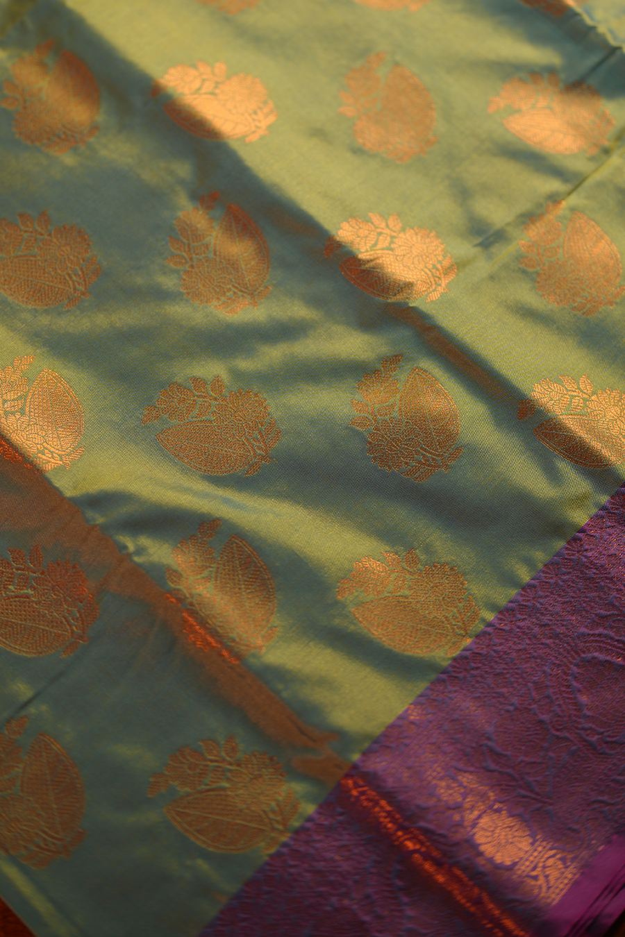 Sea Green Katan Silk Banarasi Saree — view 3